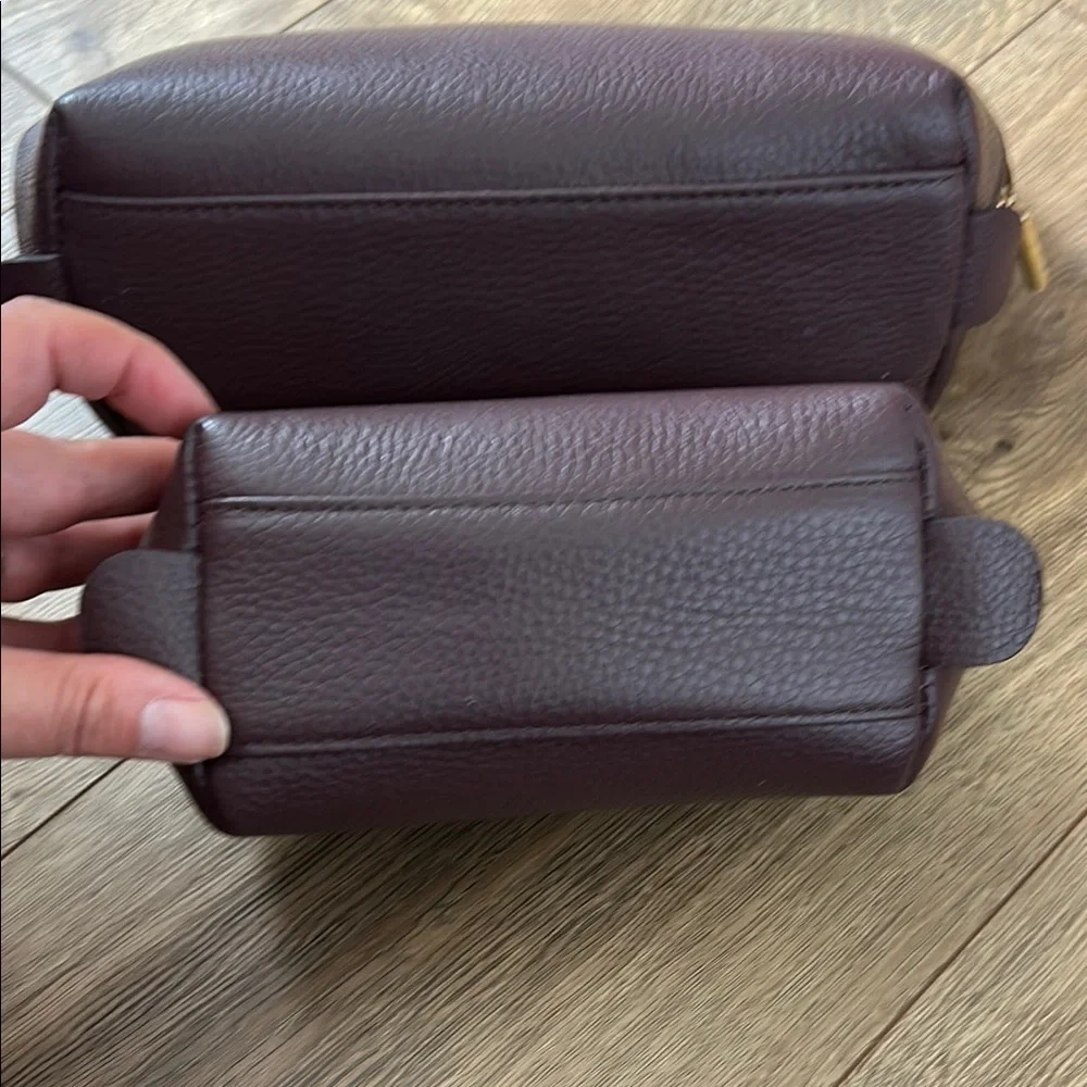 Cuyana Burgundy  Leather Cosmetic Bag Set - Picture 6 of 10